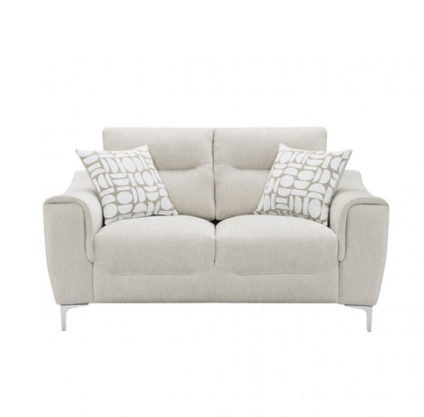Estrella Light Taupe Brown Slope Flair Arm Loveseat Gray sectional sofa on a white background