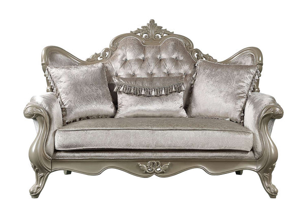 Ethaan Button Tufted Traditional Fabric Loveseat