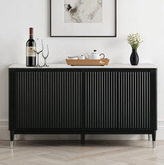 Everly Black Modern Style Marble Top Server