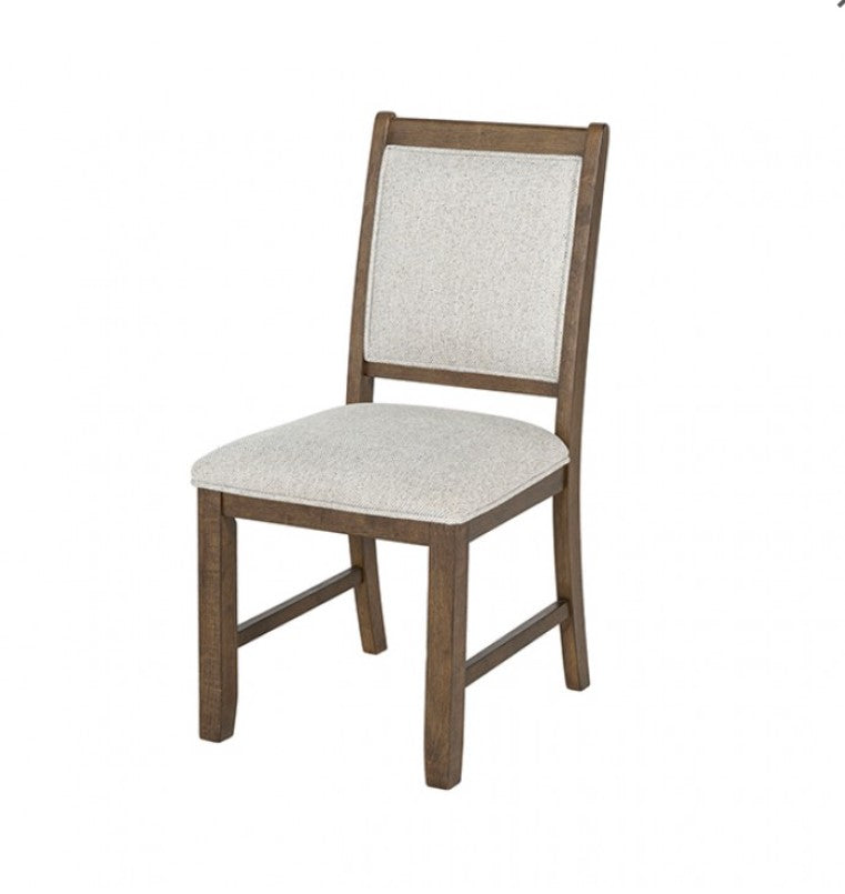 Ezera Dark Walnut Dining Chair Dining room with wooden chairs and a table near a window with curtains.