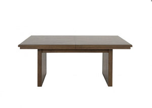 Ezera Dark Walnut Extendable Dining Table Wooden dining table with a white background