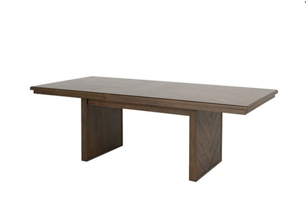 Ezera Dark Walnut Extendable Dining TableWooden dining table on a white background