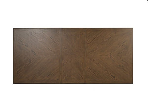 Ezera Dark Walnut Extendable Dining Table Wooden panel with a chevron pattern on a white background