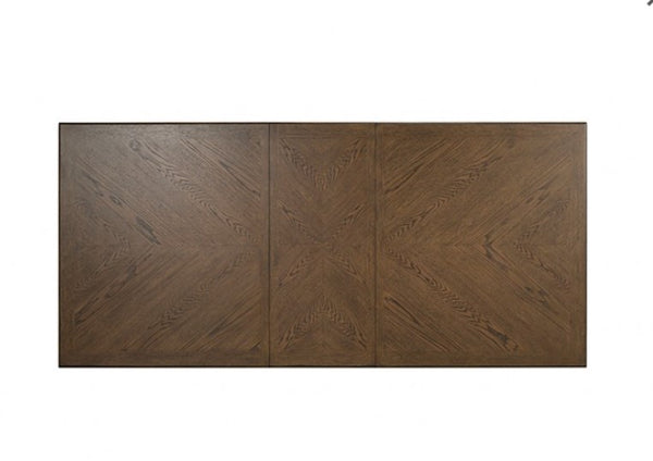 Ezera Dark Walnut Extendable Dining Table Wooden panel with a chevron pattern on a white background