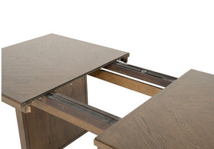 Ezera Dark Walnut Extendable Dining TableWooden dining table with a pull-out extension on a white background