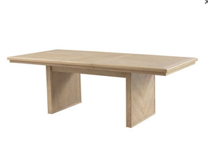 Ezera Natural Extendable Dining Table Light wooden table on a white background