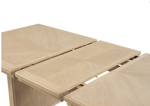 Ezera Natural Extendable Dining Table Beige outdoor table with extendable design on a white background