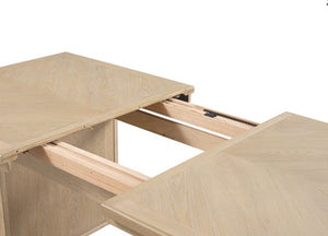 Ezera Natural Extendable Dining Table Wooden table with a folding leaf on a white background