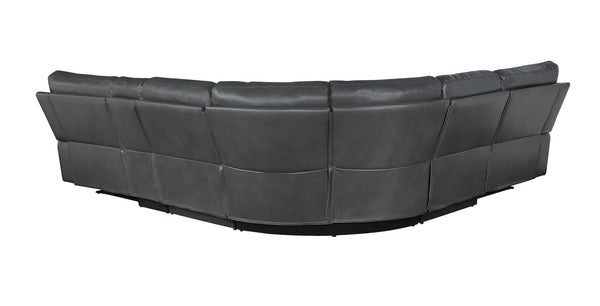 Filarnia Power Motion Gray Leather Aire Reclining Sectional Sofa