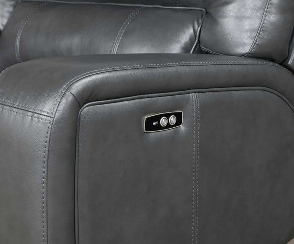 Filarnia Power Motion Gray Leather Aire Reclining Sectional Sofa
