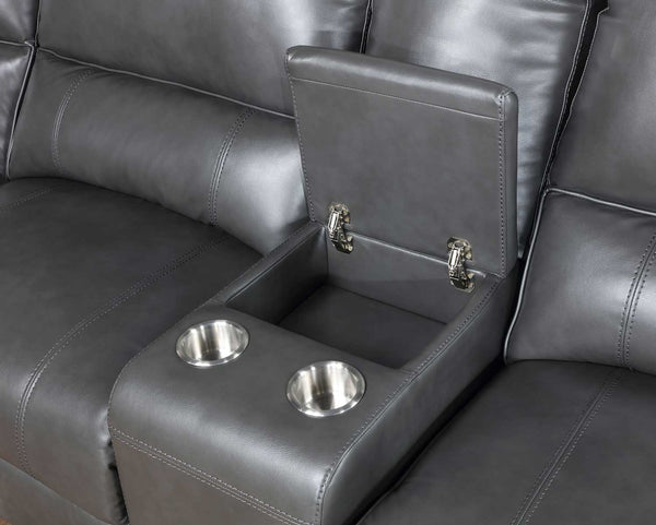 Filarnia Power Motion Gray Leather Aire Reclining Sectional Sofa