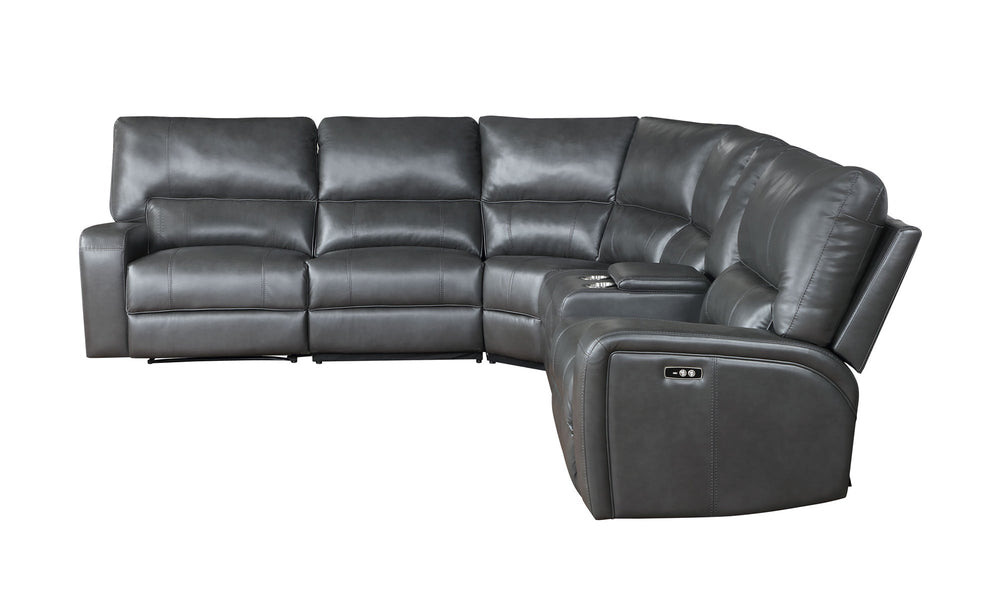 Filarnia Power Motion Gray Leather Aire Reclining Sectional Sofa