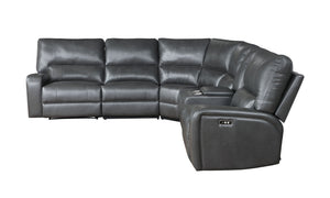 Filarnia Power Motion Gray Leather Aire Reclining Sectional Sofa