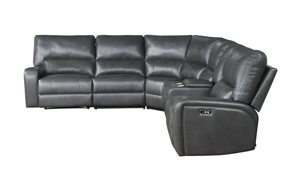 Filarnia Power Motion Gray Leather Aire Reclining Sectional Sofa