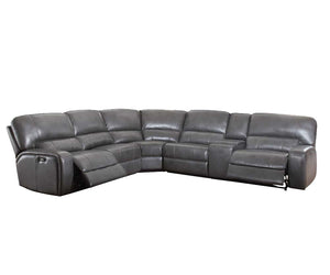Filarnia Power Motion Gray Leather Aire Reclining Sectional Sofa