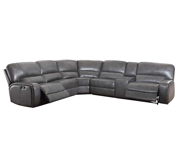 Filarnia Power Motion Gray Leather Aire Reclining Sectional Sofa