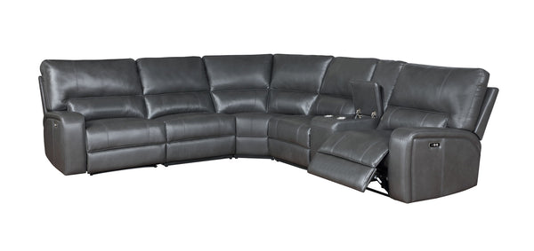 Filarnia Power Motion Gray Leather Aire Reclining Sectional Sofa