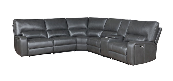 Filarnia Power Motion Gray Leather Aire Reclining Sectional Sofa