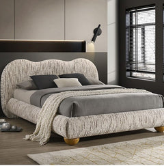 Finocia Camel-Back Latte Brown Upholstered Bed