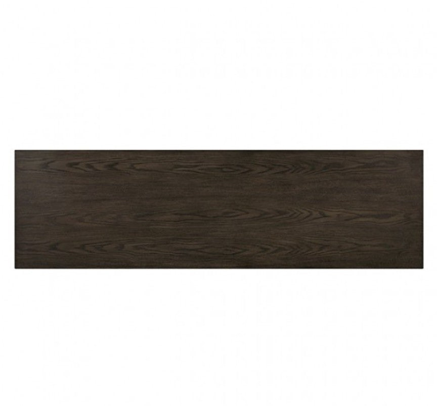 Floranse 60" Transitional Gray Dual  Cabinet TV Stand Dark wood TV stand with a television mounted above it in a room with decor elements.