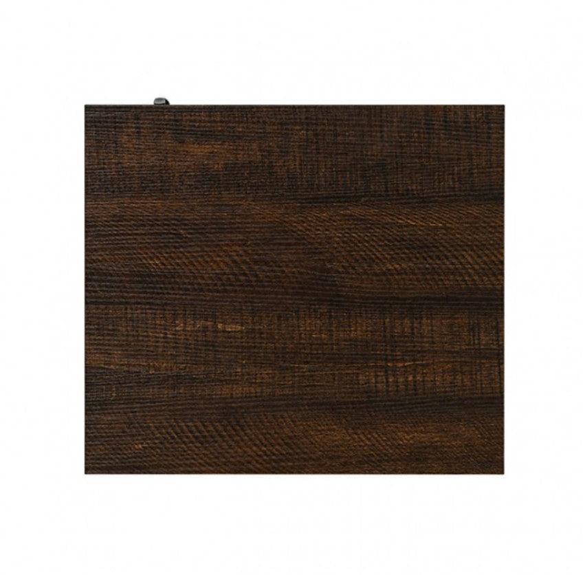 Gabby Rustic Farmhouse Two Tone Side Table Wooden side table with a barn door design in a room setting.