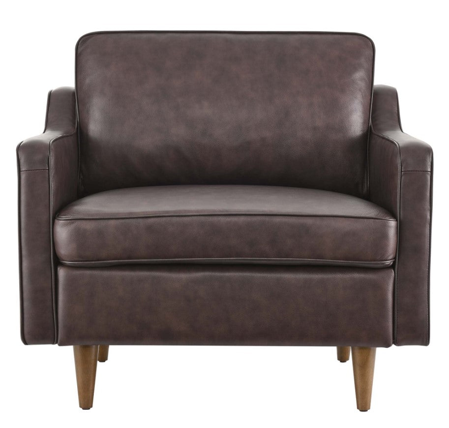 Genpart Modern Chair Genuine Leather In Brown 