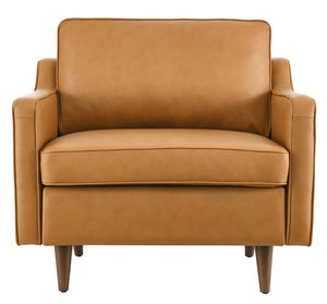 Genpart Modern Chair Genuine Leather Tan Front