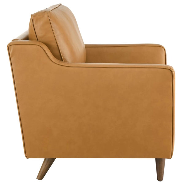 Genpart Modern Chair Genuine Leather Tan Side