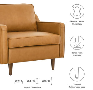 Genpart Modern Chair Genuine Leather Tan Size