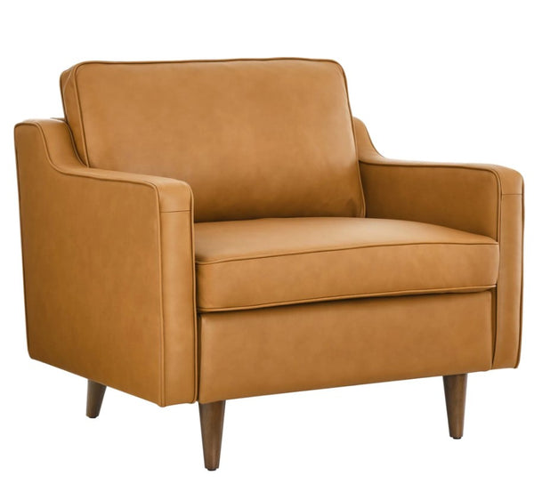Genpart Modern Chair Genuine Leather Tan Style Front