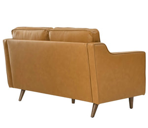 Genpart Modern Loveseat Genuine Leather Tan Back