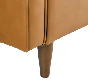 Genpart Modern Loveseat Genuine Leather Tan Leg