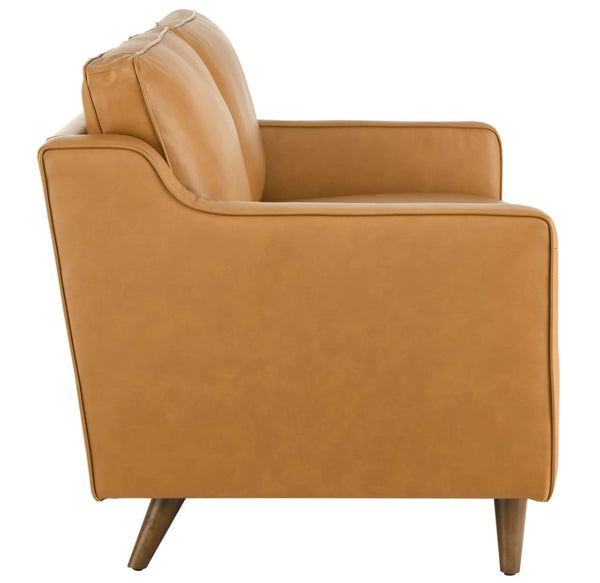 Genpart Modern Loveseat Genuine Leather Tan Side