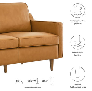 Genpart Modern Loveseat Genuine Leather Tan Size