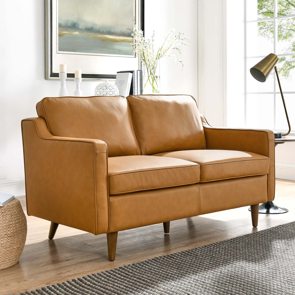 Genpart Modern Loveseat Genuine Leather