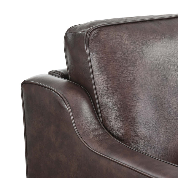 Genpart  modern brown genuine leather sofa curved arm