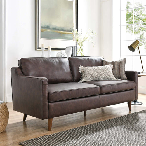 Genpart modern brown genuine leather sofa 