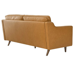 Genpart  modern brown genuine leather sofa in tan color back