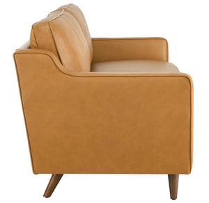 Genpart  modern brown genuine leather sofa in tan color side