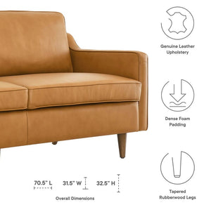 Genpart  modern brown genuine leather sofa in tan color size