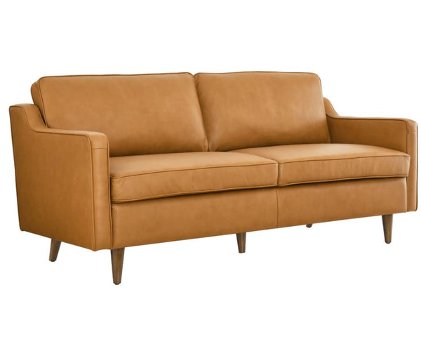 Genpart  modern brown genuine leather sofa in tan color style front