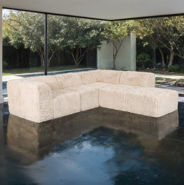 #sand  Giacinto Compressed Foam Modern L-Sectional Sofa Sand Finish Style