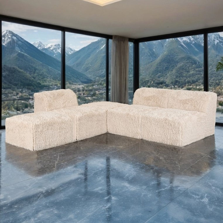 #sand  Giacinto Compressed Foam Modern L-Sectional Sofa Sand Finish