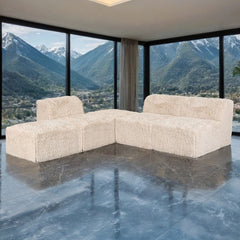 #sand  Giacinto Compressed Foam Modern L-Sectional Sofa Sand Finish