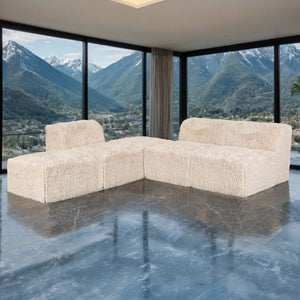 #sand  Giacinto Compressed Foam Modern L-Sectional Sofa Sand Finish