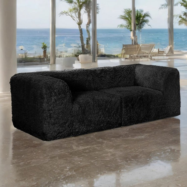 Giacinto Compressed Foam Modern Loveseat Black Finish