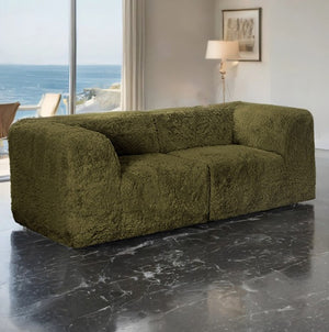Giacinto Compressed Foam Modern Loveseat Olive Green Finish