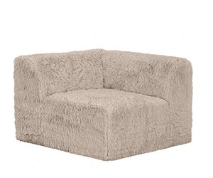 #Taupe  Giacinto Compressed Foam Modern L-Sectional Sofa Taupe Finish Beige fluffy corner sofa on a white background