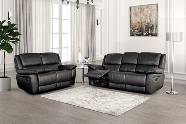 Gladis Pillow Top Arms Black Reclining Sofa Set