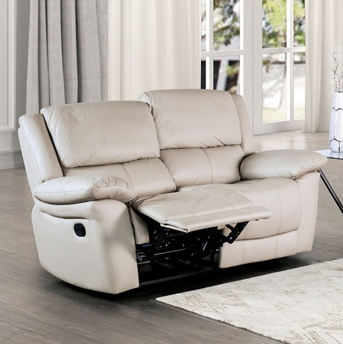 Gladis Pillow Top Arms Off White Reclining Loveseat